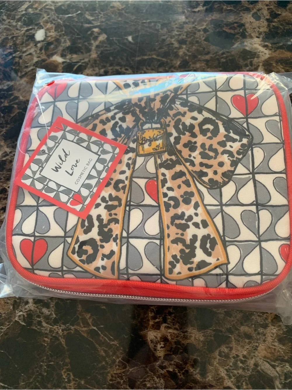 Brighton - Jewelry Case GWP - Gray and Red Heart Print